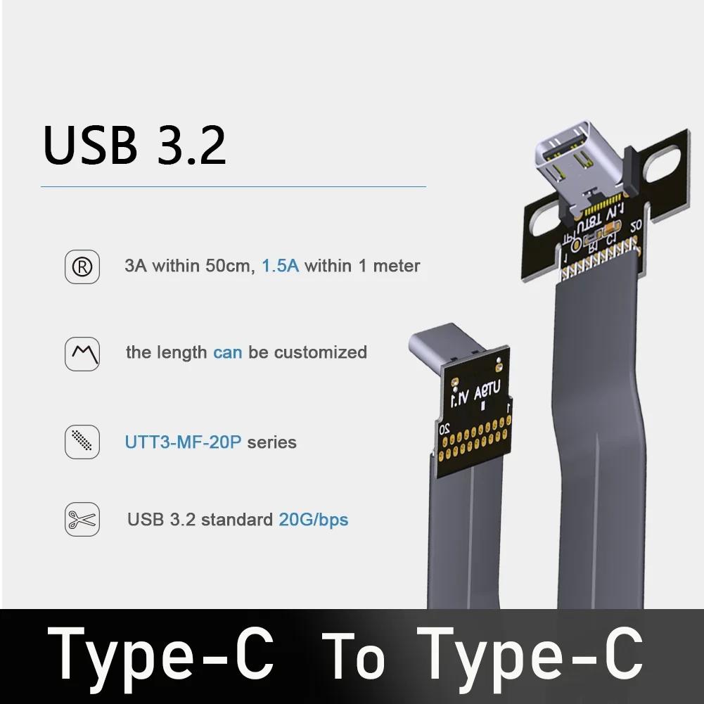 20Gbps USB 3.2  C- C ÷  ̺ ̽ 90 USB C - OTG   FPV װ  ڵ